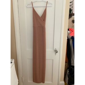 Rose gold long slinky dress